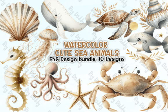 Download Watercolor Cute Sea Animals PNG - Cute sea animals png Collection