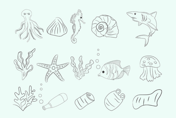 Download Sea Animal Doodles, Underwater Vectors - Underwater Collection