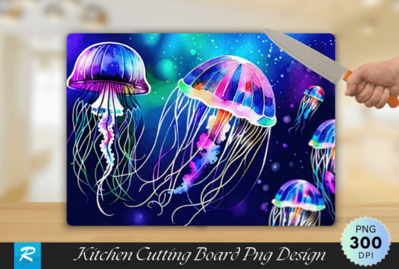 Download Neon Jellyfish Cutting Board Sublimation - Boar Collection
