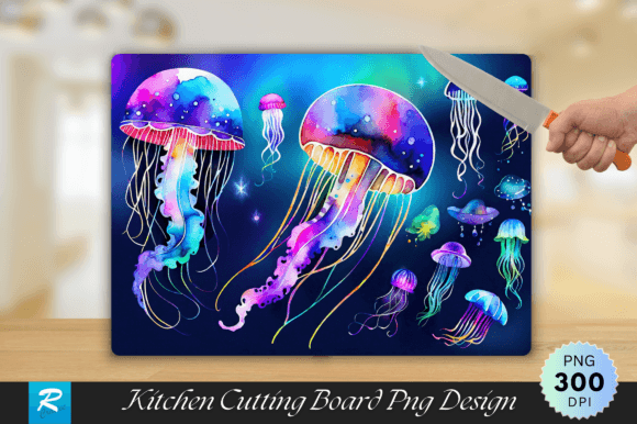 Download Neon Jellyfish Cutting Board Sublimation - Boar Collection