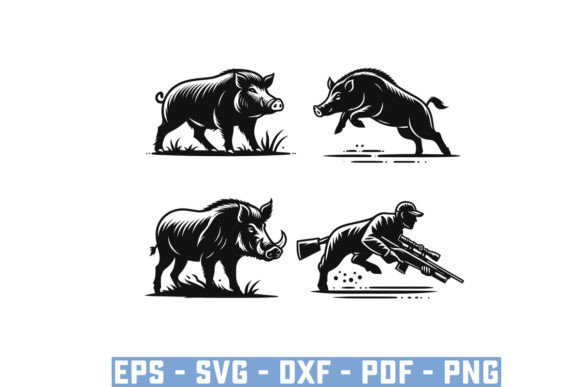Download Wild Boar Hunter Pig Silhouette Bundle - Boar Collection