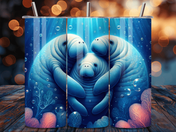 Download Cute Manatee Family Underwater Tumbler W - Underwater Collection