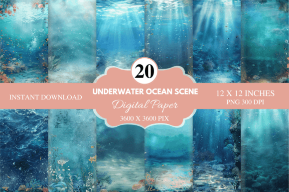 Download Underwater Ocean Scene Digital Paper - Underwater Collection