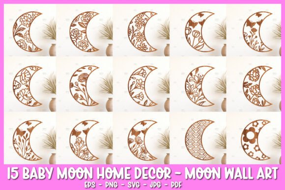 Download 15 Moon Wall Art SVG, Baby Room Decor - Premium Bundle